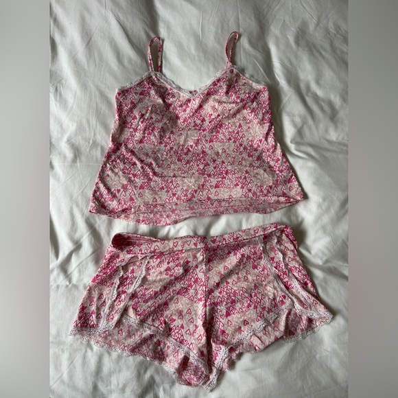 Jessica Simpson Other - Jessica Simpson Pink Heart Print Pajama Set | Cami & Shorts | Size M